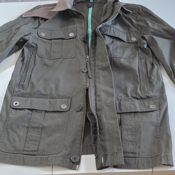 Adidas Chore Coat Men M Army Green LS Pockets 2 Way Zip Unlined Cotton Utility - Picture 11 of 16